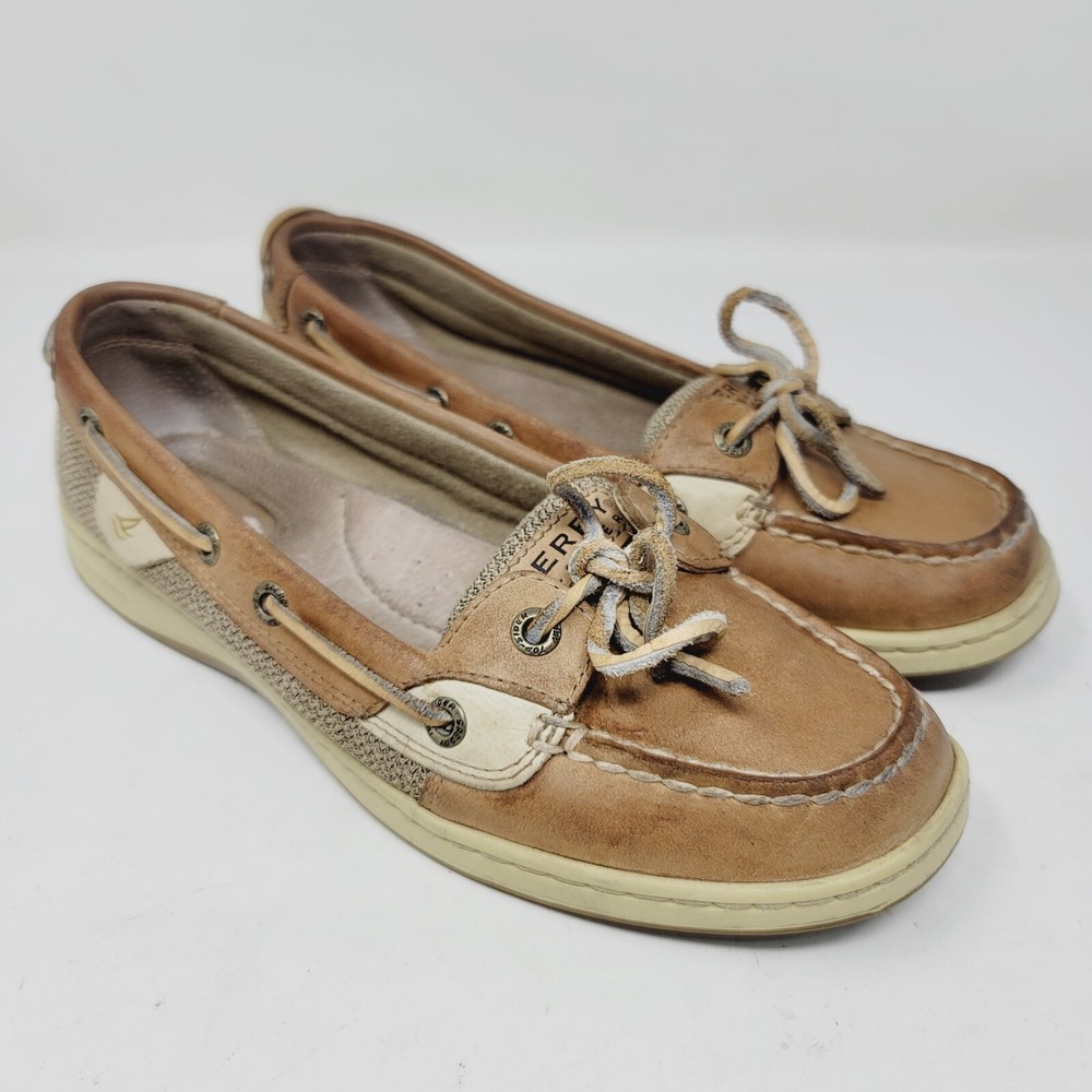Sperry Top-Sider Womens Shoes Sz 7.5 M Boat Deck Brown Leather Moc Toe Pull On‎